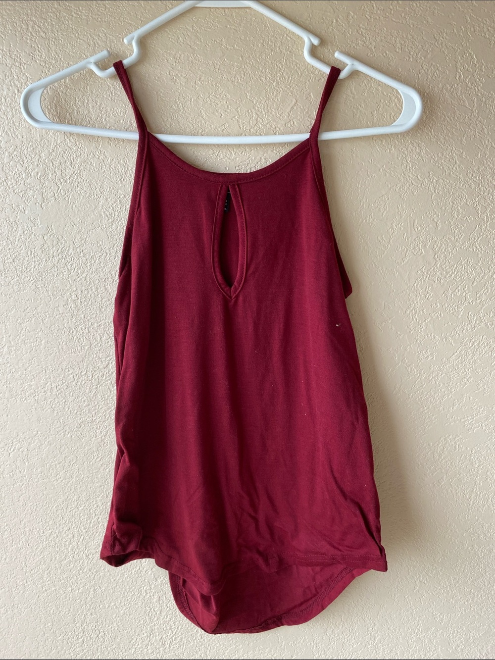 Slim-Strap Burgundy Keyhole Cami Top